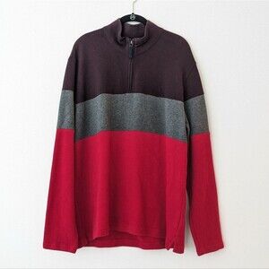 Land's End Mens quarter zip fine gauge cotton sweater